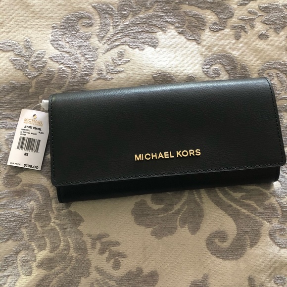 Michael Kors Handbags - Michael Kors Black Large Leather Wallet NWT